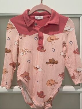 Angel Dear Pink & Rose Cowboy Hat Collared One-Piece
